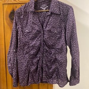 Purple Sonoma ditsy floral button up blouse